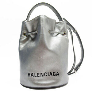 Balenciaga silver leather handbag crossbody shoulder bag